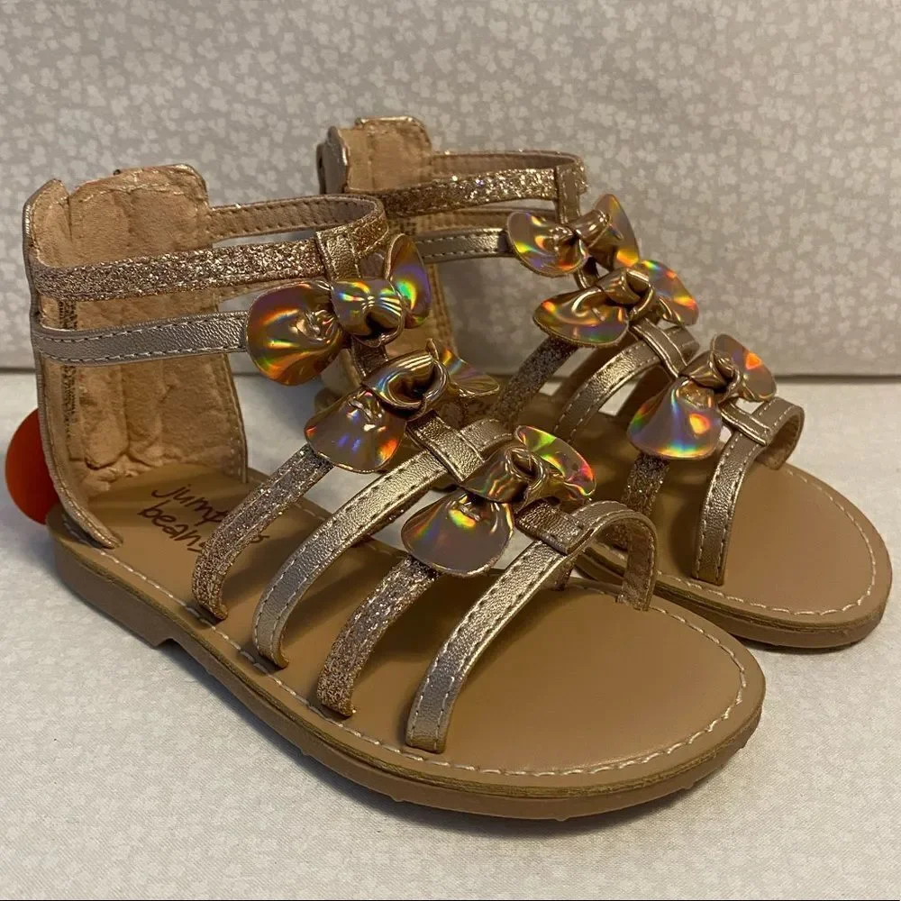Jumping Beans Girls Enchanted Bow Gladiator Sandals - Rose Gold